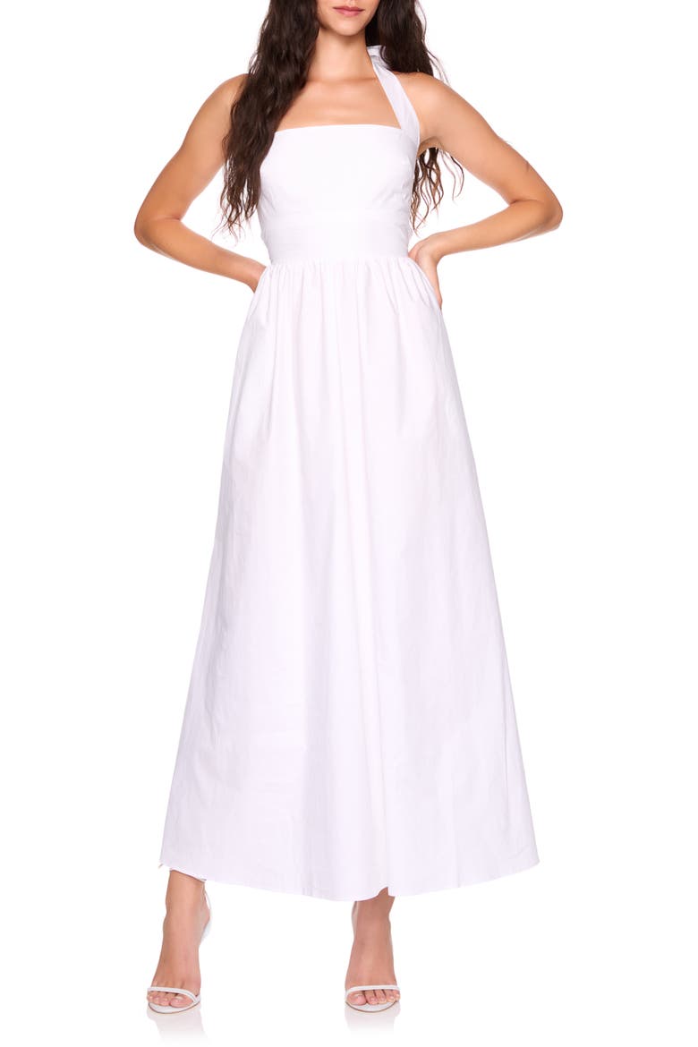 Halter Neck Cotton Poplin Dress, Main, color, SUGAR