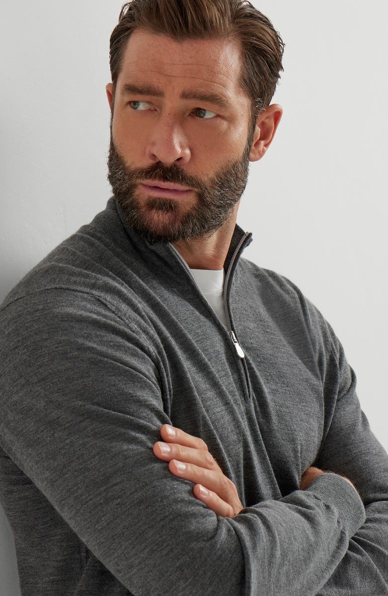 Brunello Cucinelli Lightweight sweater with zipper, Alternate, color, Lead