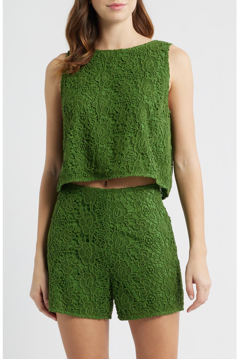 Adrienne Floral Guipure Lace Sleeveless Top, Main, color, GARDEN GREEN