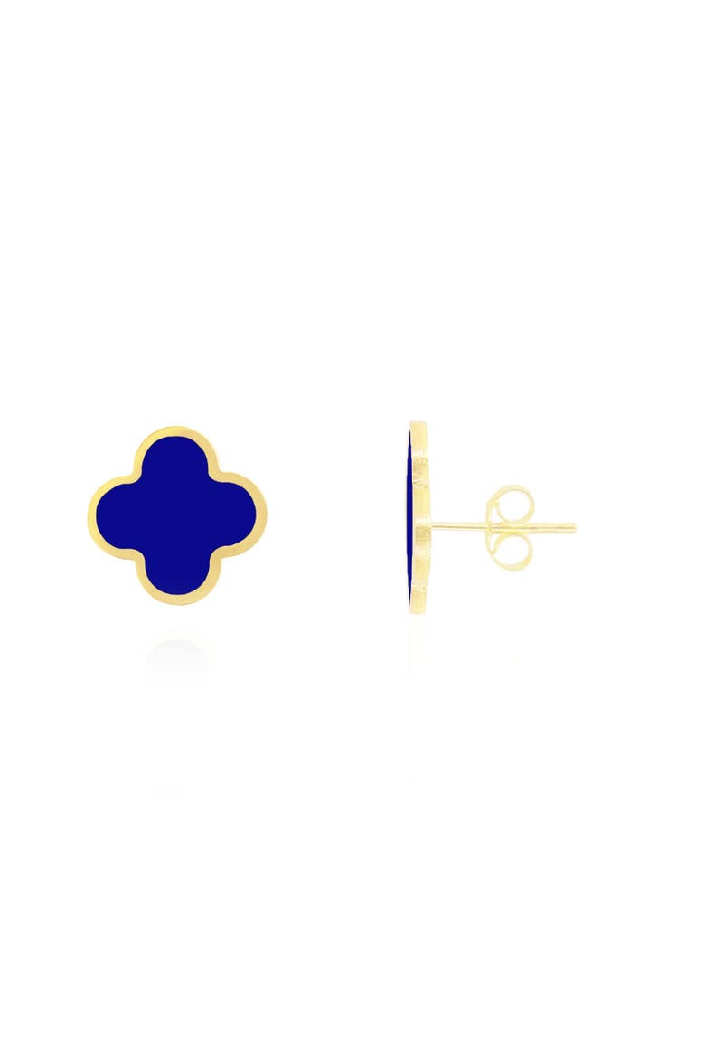 Large Lapis Clover Stud Earrings, Main, color, Lapis