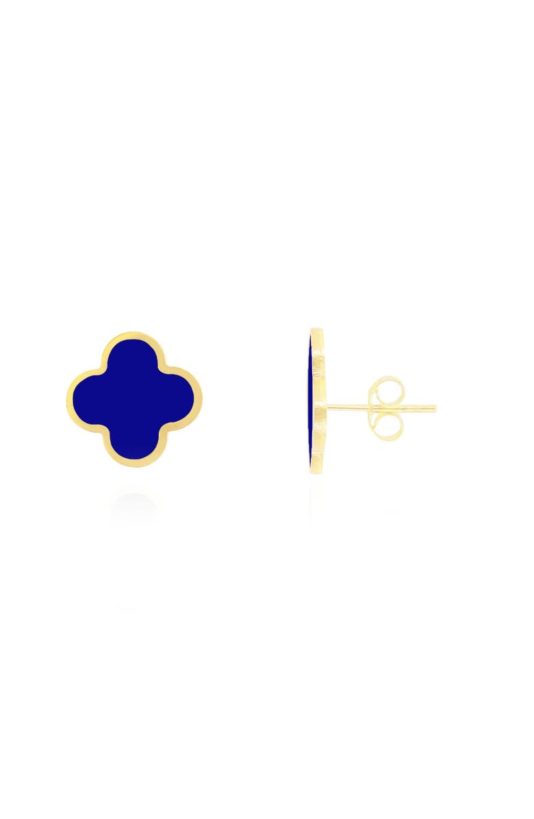 The Lovery Fine Jewelry Large Lapis Clover Stud Earrings, Main, color, Lapis