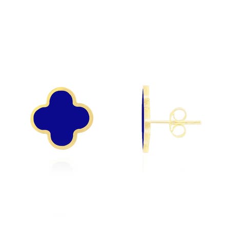 Large Lapis Clover Stud Earrings