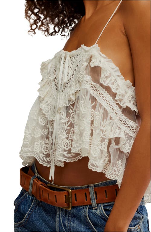 Free People Sofia Embroidered Mesh Tank Top In White