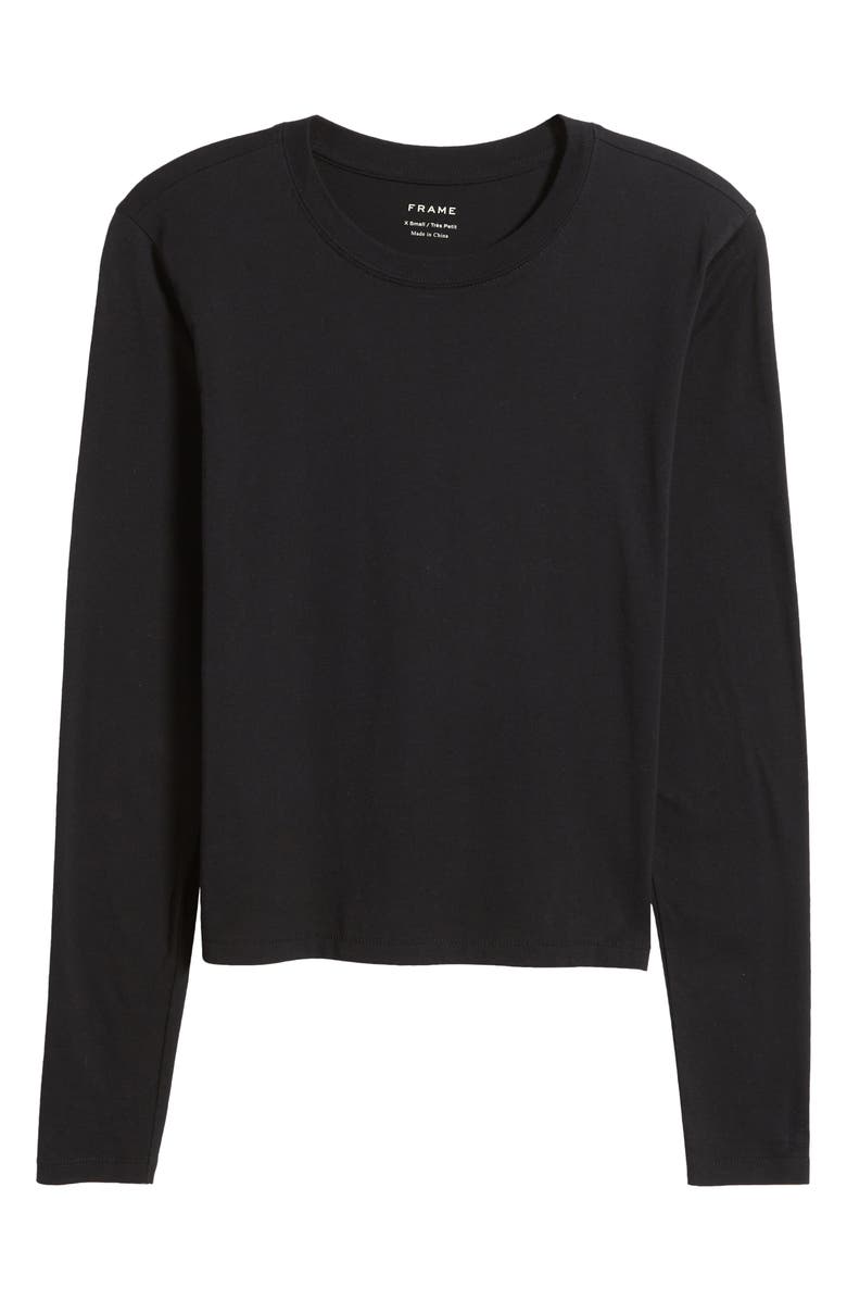 FRAME Cotton Crewneck Top, Alternate, color, Black