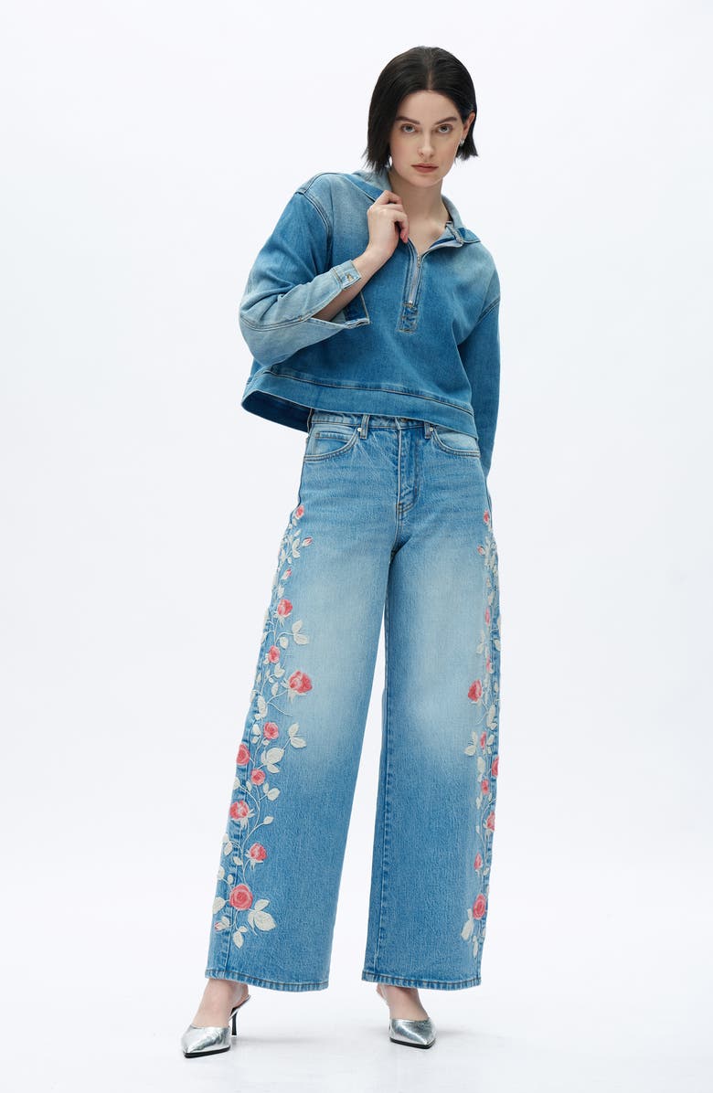 Bayeas Crop Hoodie, Alternate, color, Vintage Medium Blue