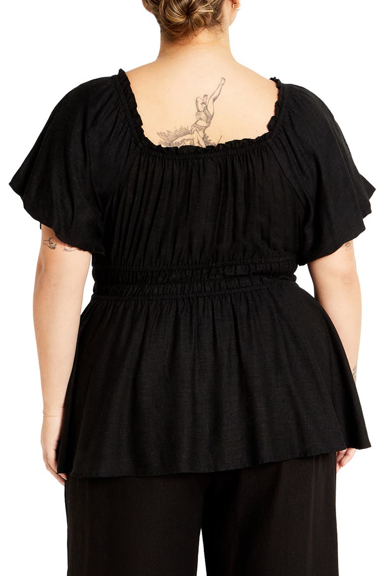 Suzy Smocked Waist Babydoll Top, Alternate, color, BLACK