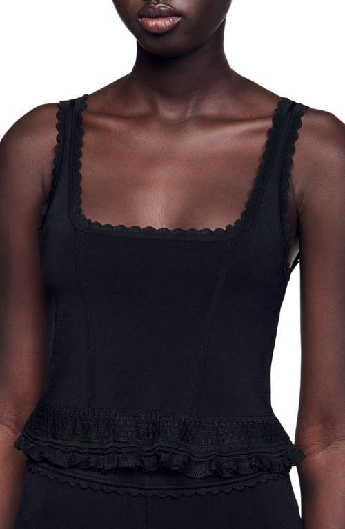 Sandro Ruffled Top In Black