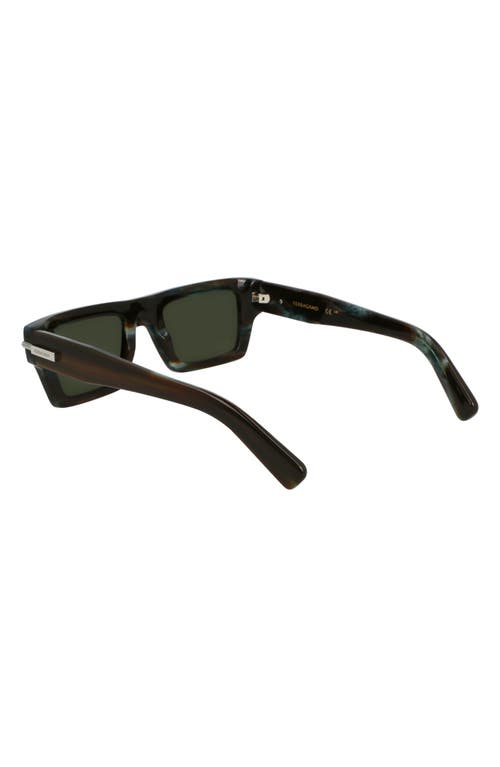 Ferragamo Prisma 50mm Rectangular Sunglasses In Striped Khaki