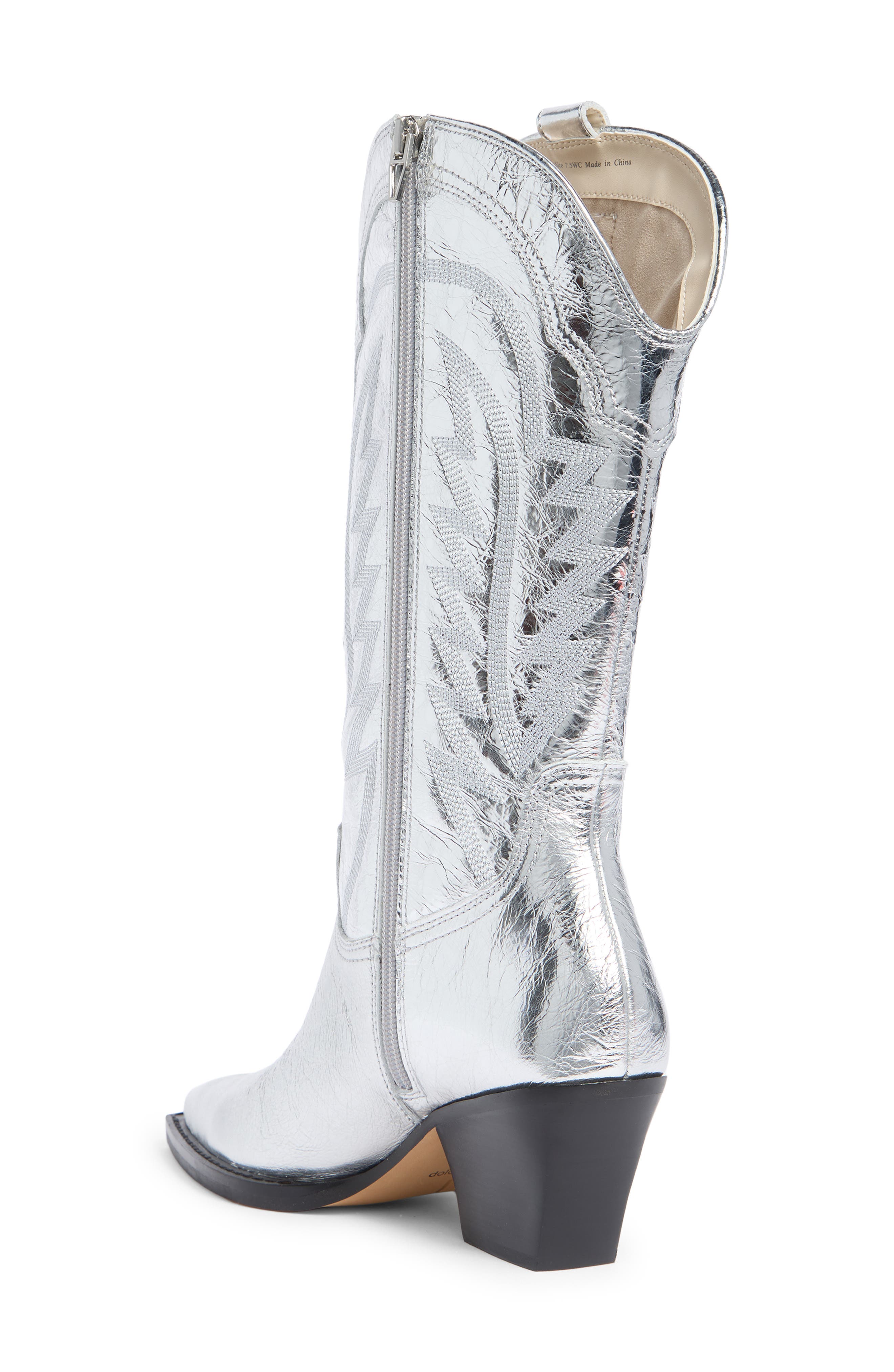 Dolce Vita Ryland Western Boot, Alternate, color, Silver