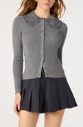 ASTR the Label Sonya Lace Collar Rib Cardigan