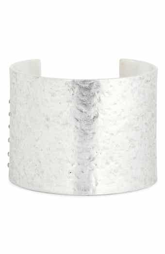 Crystal Hammered Open Cuff Bracelet