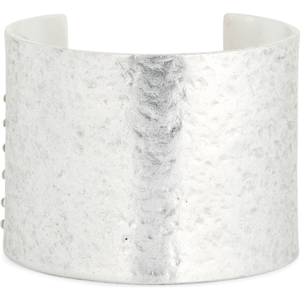 Karine Sultan Crystal Hammered Open Cuff Bracelet In Metallic