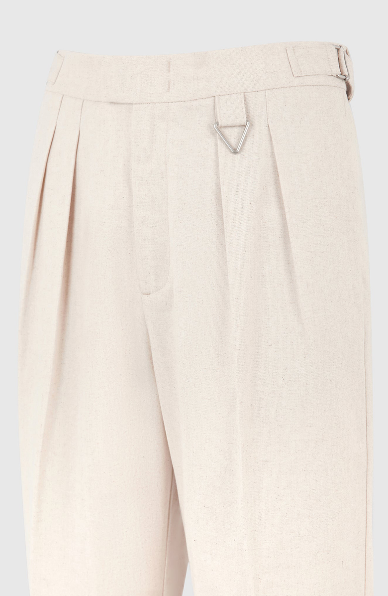 Manière De Voir Pierre Relaxed Fit Linen Pleated Tailored Trousers, Alternate, color, Natural