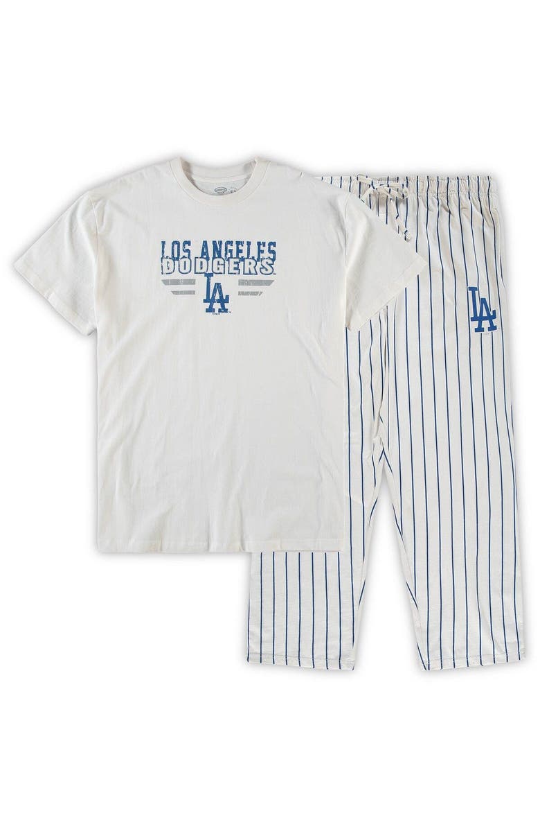 CONCEPTS SPORT Men's Concepts Sport White/Royal Los Angeles Dodgers Big & Tall Pinstripe Sleep Set, Main, color, 