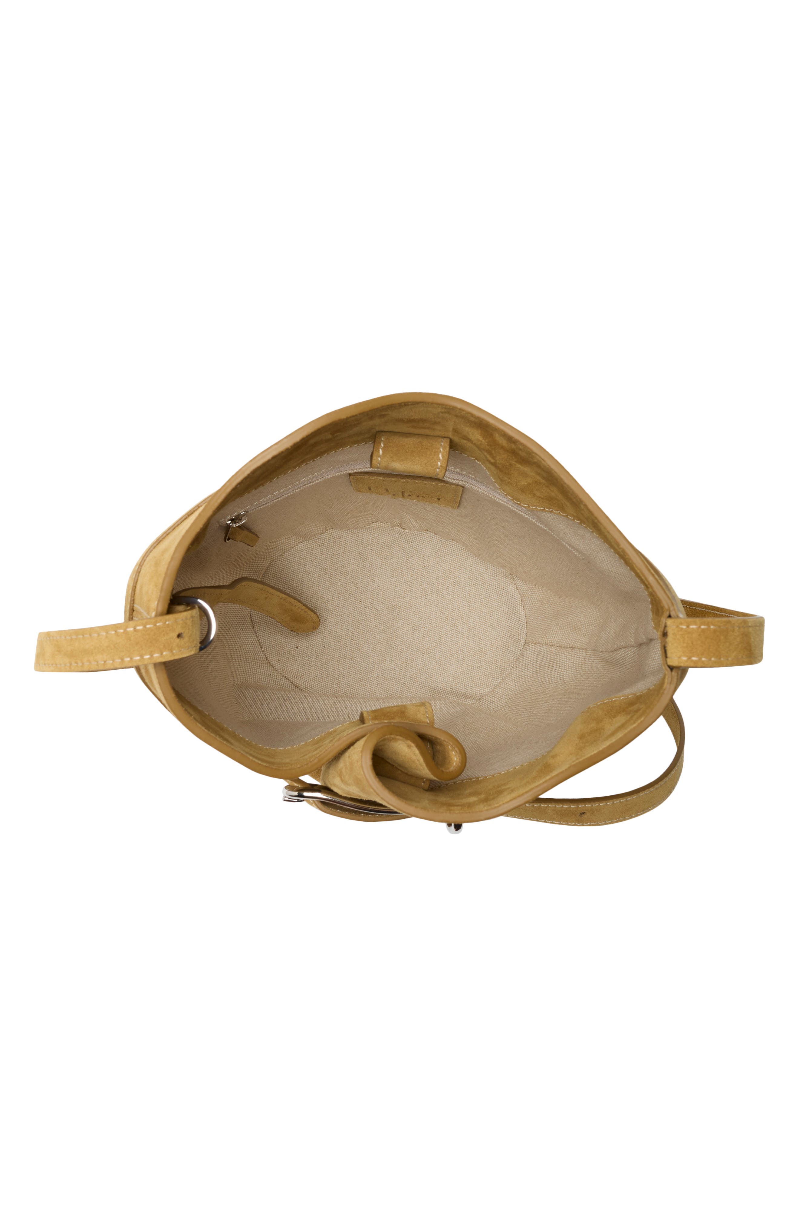 Belted Leather Bucket Bag, Alternate, color, SAND
