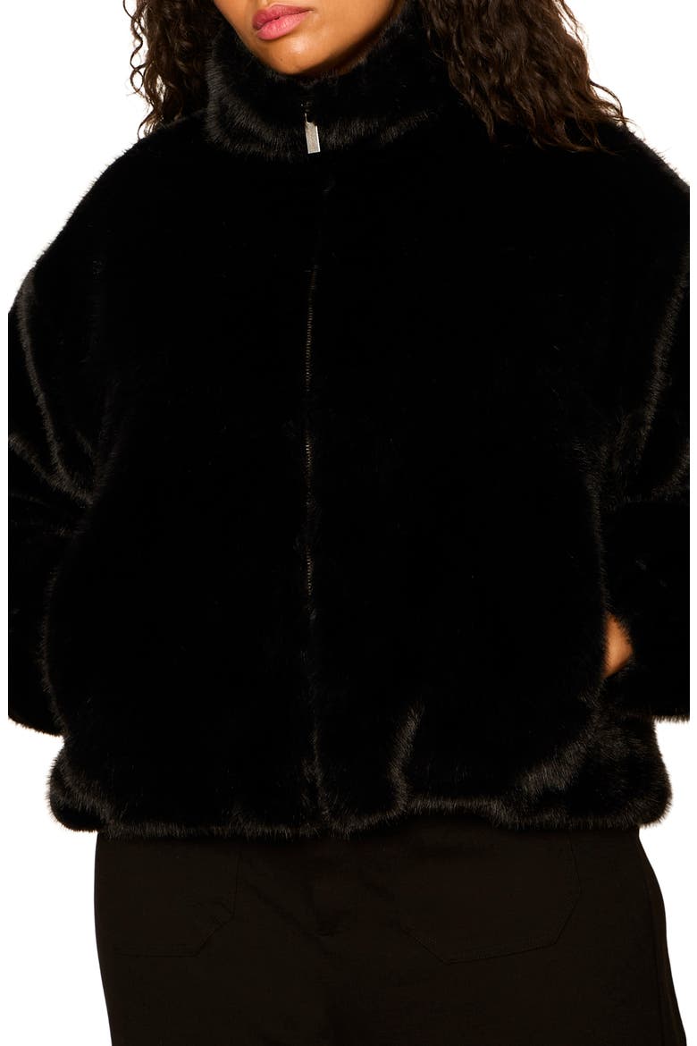 Everest Faux Fur Bomber Jacket, Alternate, color, BLACK