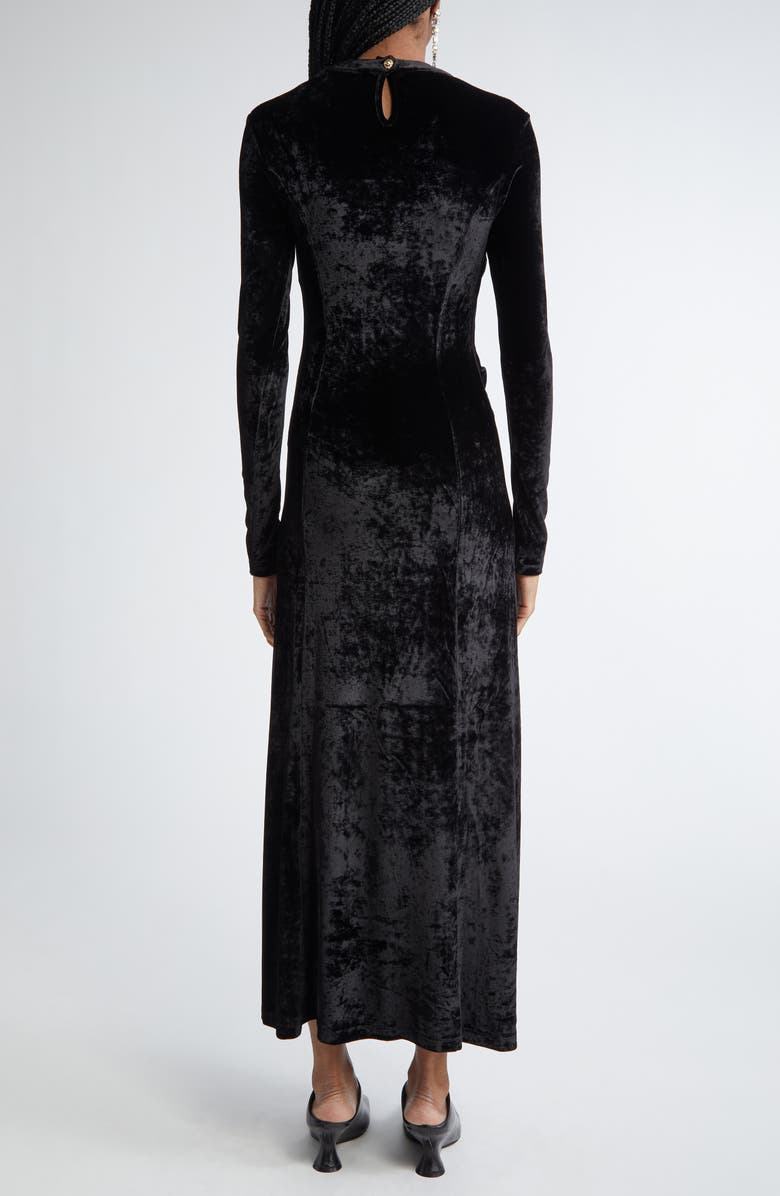 Rabanne Ruched Long Sleeve Stretch Velvet Dress, Alternate, color, 