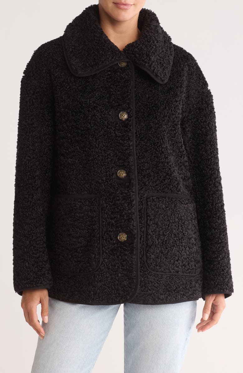 Lucky Brand Reversible Faux Shearling & Faux Suede Barn Jacket, Main, color, 
