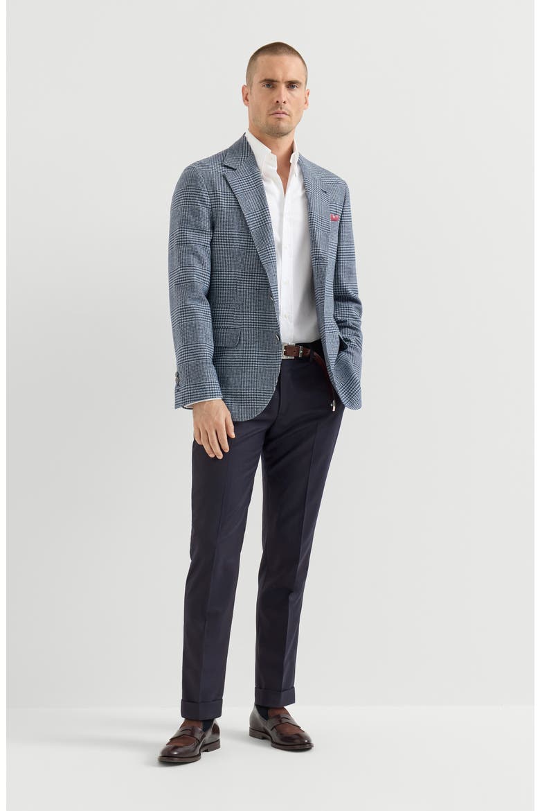 Virgin wool flannel Italian fit trousers, Alternate, color, Blue