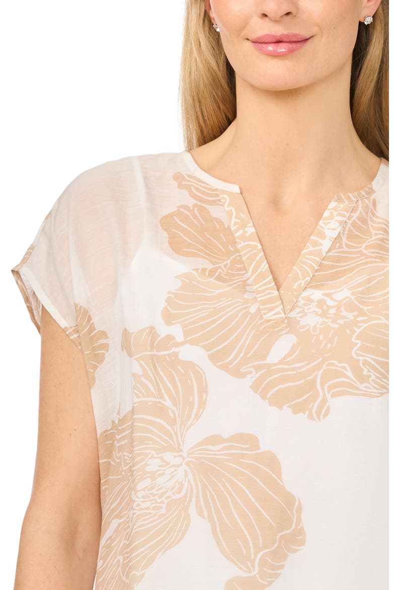 Floral Popover Top, Alternate, color, PEBBLE