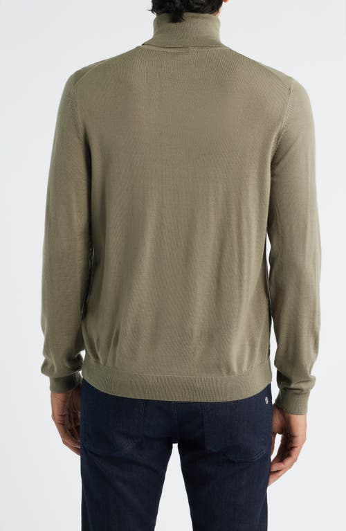 Hugo Boss Boss Musso Virgin Wool Turtleneck Sweater In Green