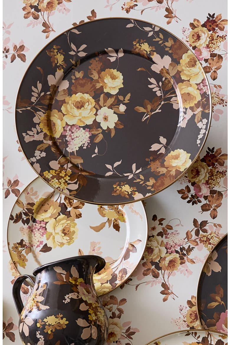 Wild Rose Enameled Steel Serving Platter, Alternate, color, BROWN