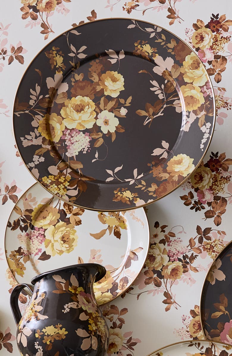 MACKENZIE CHILDS Wild Rose Enameled Steel Serving Platter, Alternate, color, Brown