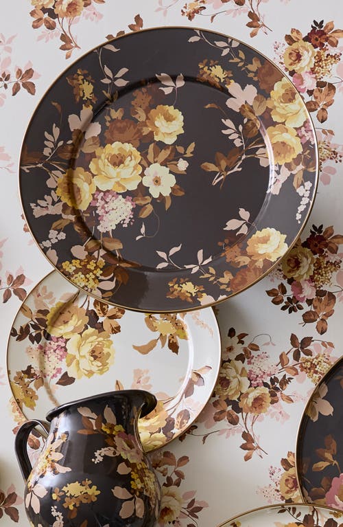 Mackenzie-childs Mackenzie Childs Wild Rose Enameled Steel Serving Platter In Black