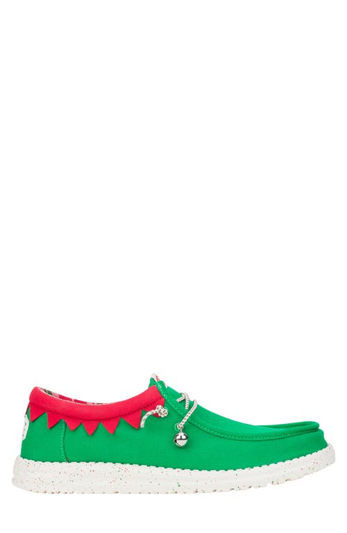 Hey Dude Wally Holiday Moc Toe Slip-on Shoe In Green
