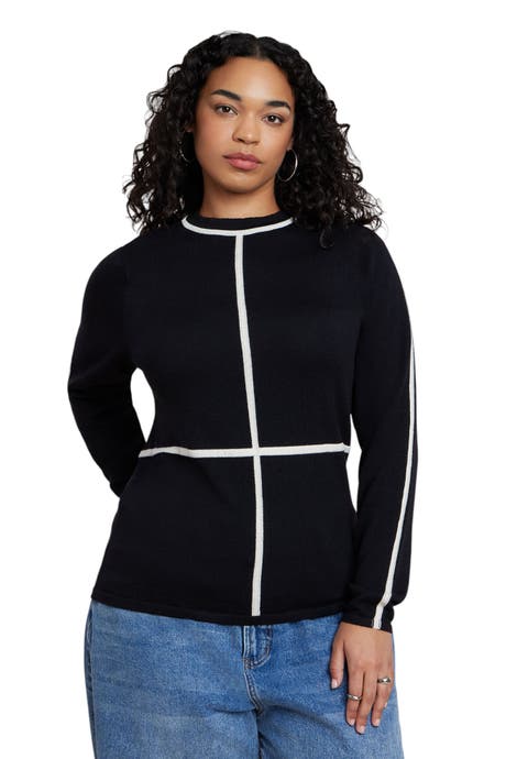 Contrast Line Detail Turtleneck Sweater