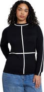 ELOQUII Contrast Line Detail Turtleneck Sweater