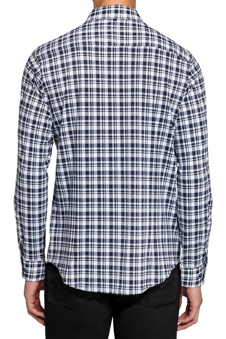 Slim Fit Plaid Reworked Cotton Button-Up Shirt, Alternate, color, WHITE/ BLACK