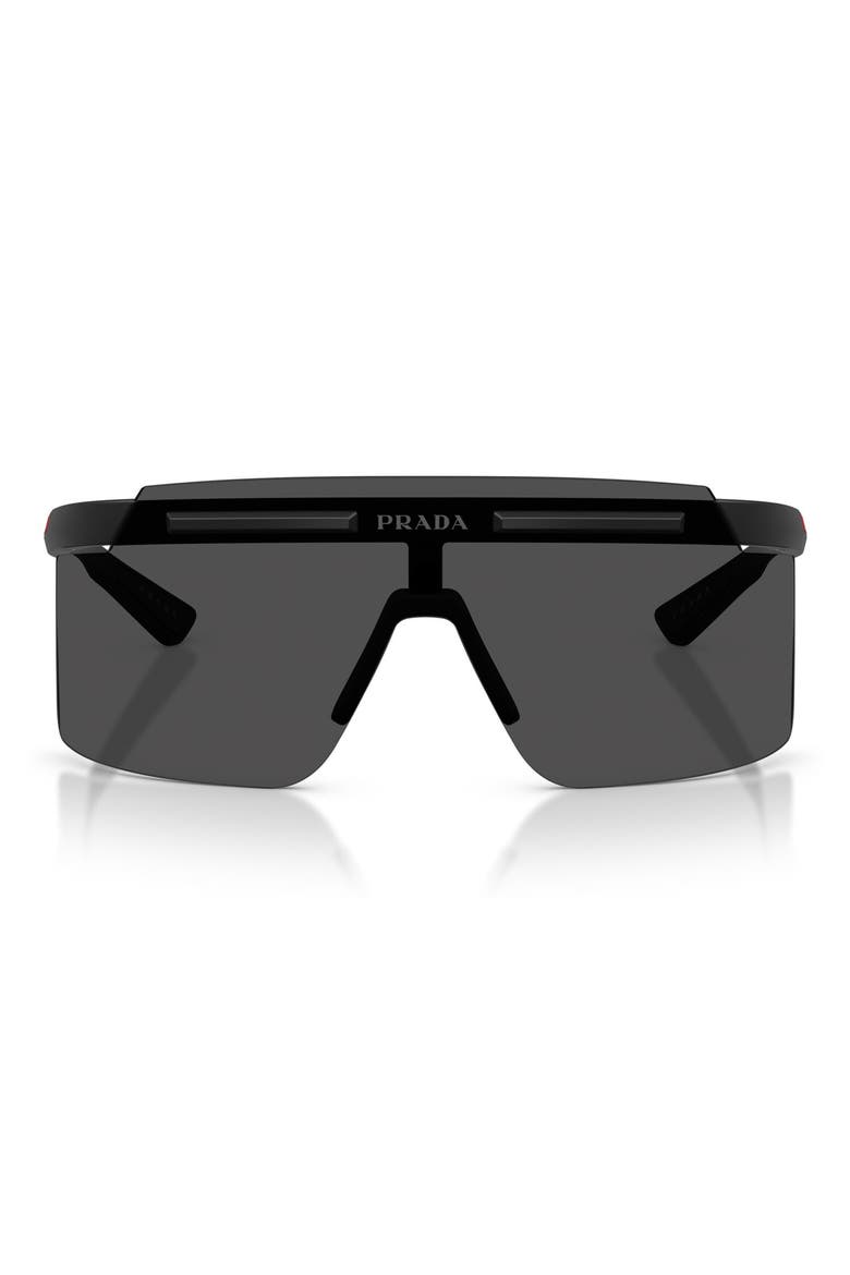 140mm Rectangular Shield Sunglasses, Main, color, MATTE BLACK / DARK GREY