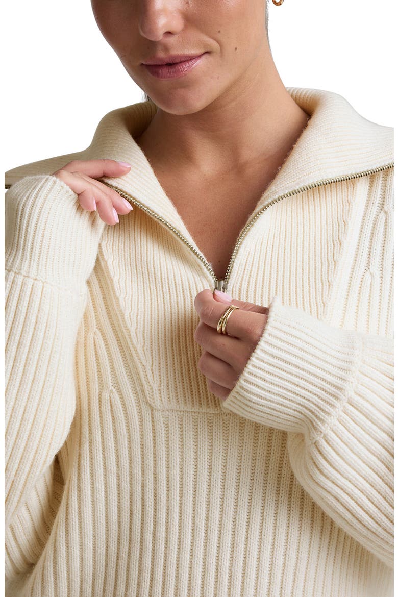 Rib Quarter Zip Sweater, Alternate, color, IVORY