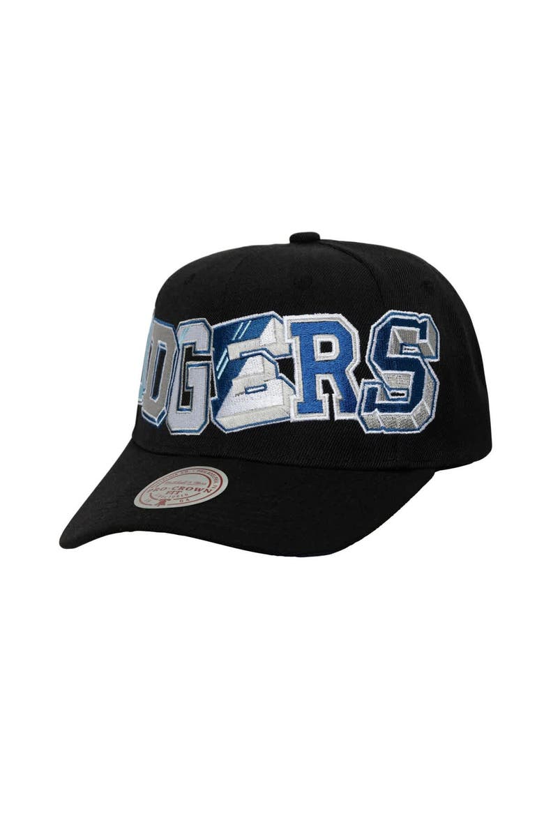 Men's Mitchell & Ness Black Los Angeles Dodgers Hyper Type Pro Crown Snapback Hat, Main, color, Black