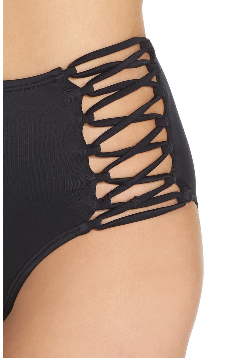 High Waist Bikini Bottoms, Alternate, color, BLACK