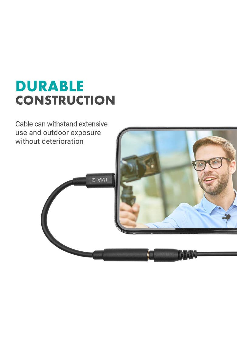 IMA-2 Headphone Adapter - 3.5mm TRS to Lightning - Compatible with iPhone and iPad, Alternate, color, Black