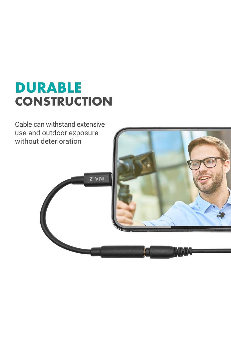 MOVO IMA-2 Headphone Adapter - 3.5mm TRS to Lightning - Compatible with iPhone and iPad, Alternate, color, Black