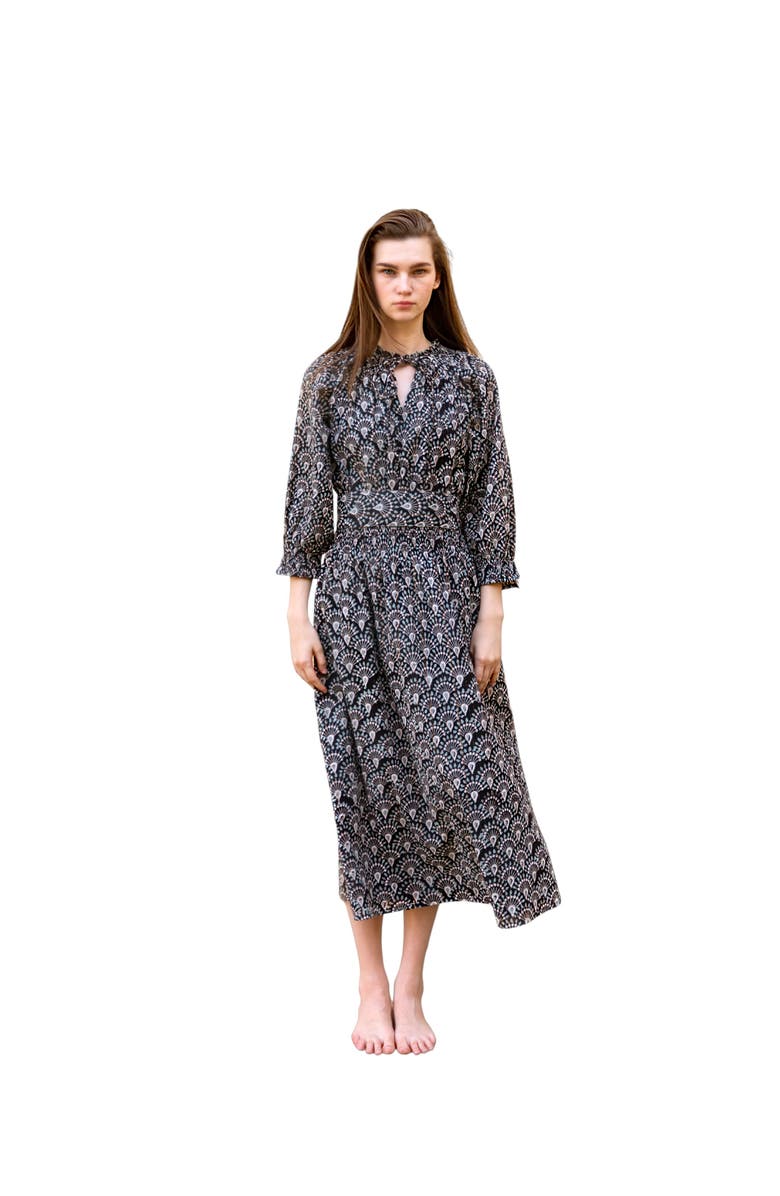 CQC LA Hand-Printed Dree Maxi Dress, Main, color, Black - M/L