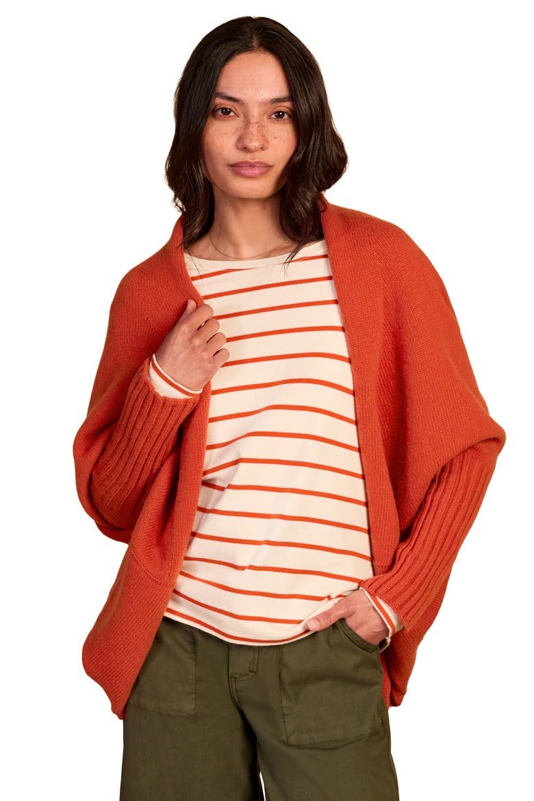 Long Sleeve Cocoon Cardigan, Alternate, color, Burnt Orange