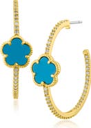 CZ by Kenneth Jay Lane Pavé Clover Hoop Earrings