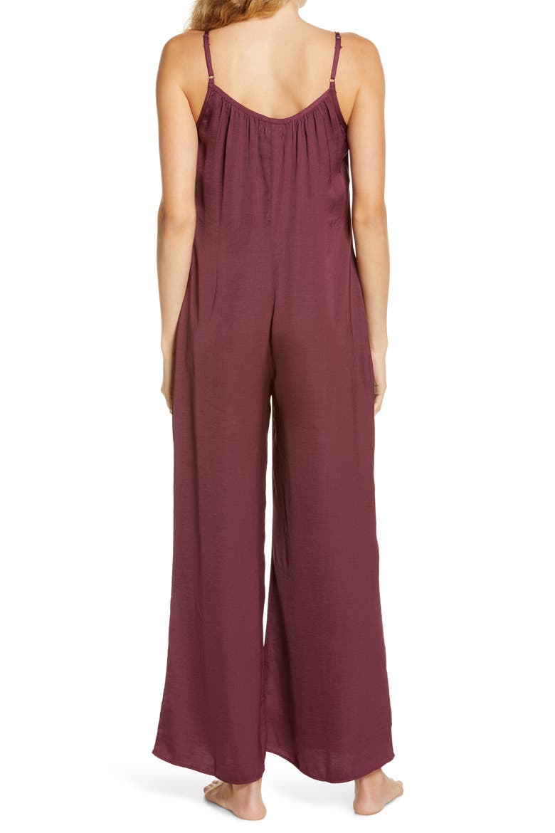 Washable Satin Jumpsuit, Alternate, color, BURGUNDY