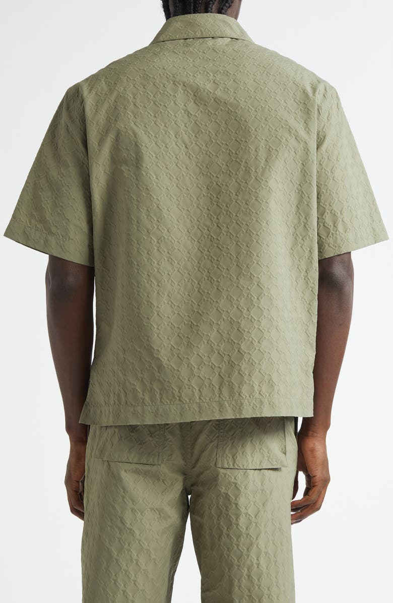 Givenchy Boxy Monogram 72 Embossed Short Sleeve Button-Up Shirt, Alternate, color, Almond Green