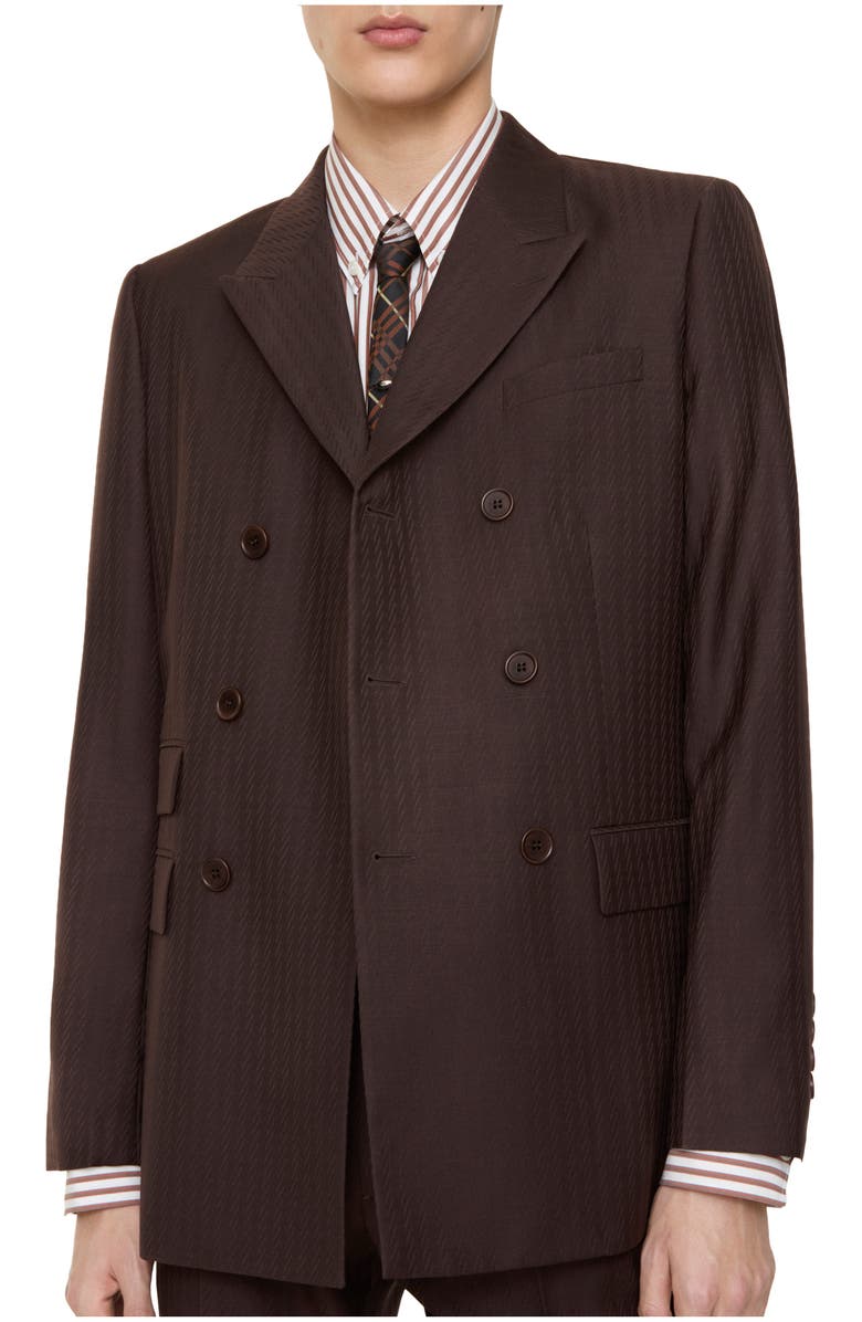 Burberry Striped Wool Mohair Tailored Jacket, Main, color, Log Brown