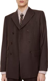 Burberry Striped Wool Mohair Tailored Jacket
