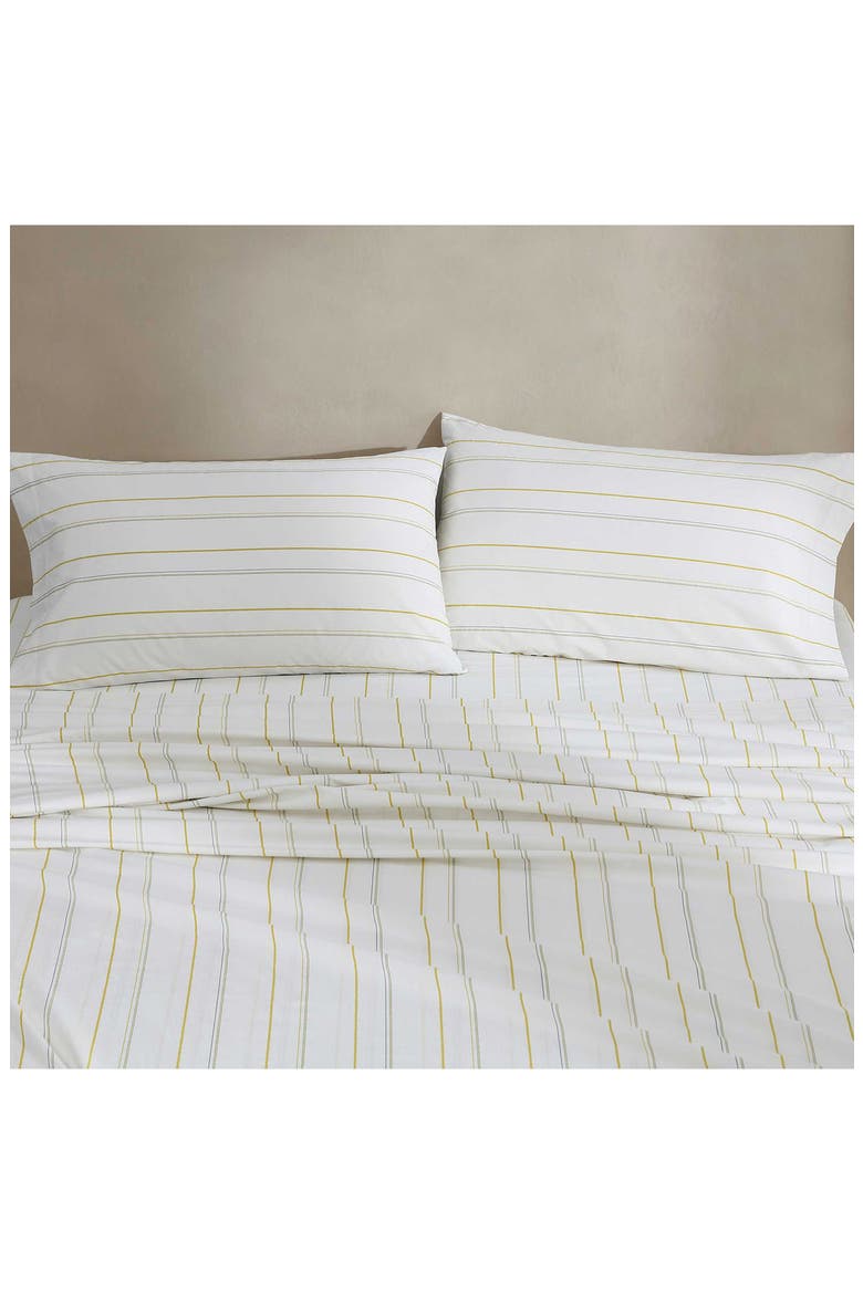 Pinstripes 200 Thread Count Cotton Percale Sheet Set, Alternate, color, LIGHT / MEDIUM YELLOW