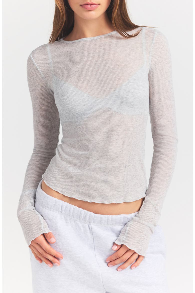 Sheer Cotton Blend T-Shirt, Main, color, LIGHT HEATHER GREY