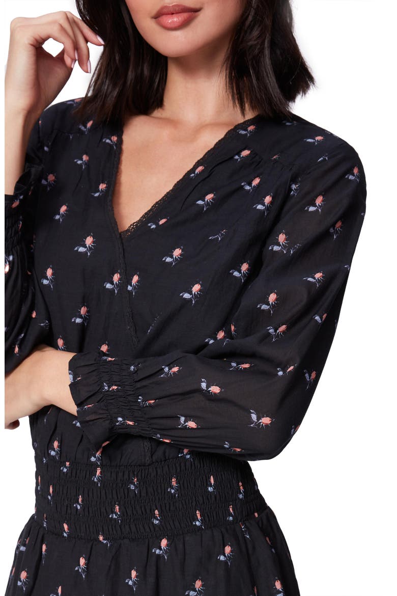 Serrano Long Sleeve Fit & Flare Dress, Alternate, color, BLACK/ BLOOMING DAHLIA