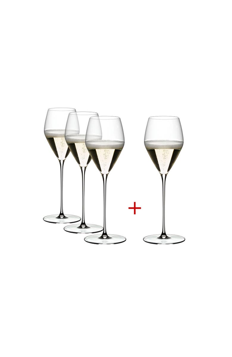 Riedel Veloce Champagne Wine Glass, Set of 4, Main, color, Clear