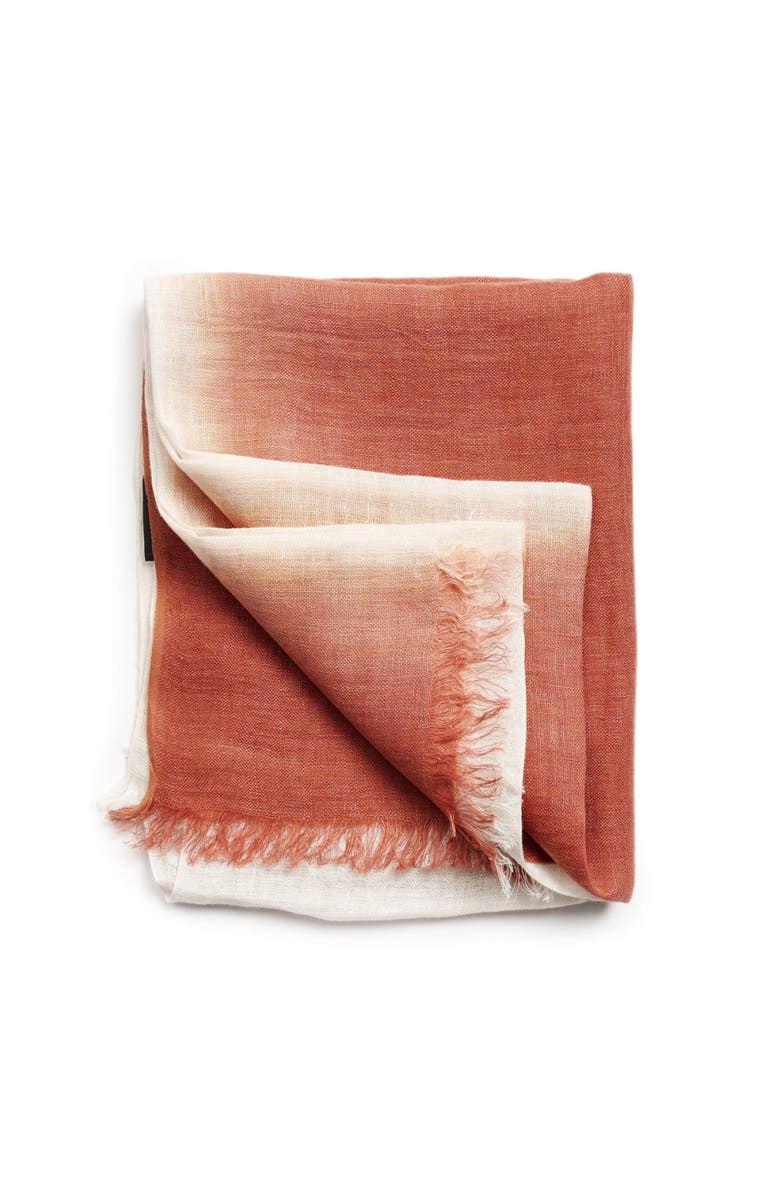 Studio Variously Pecan Brown Ombre Dyed Hand Woven Linen Scarf, Main, color, Pecan